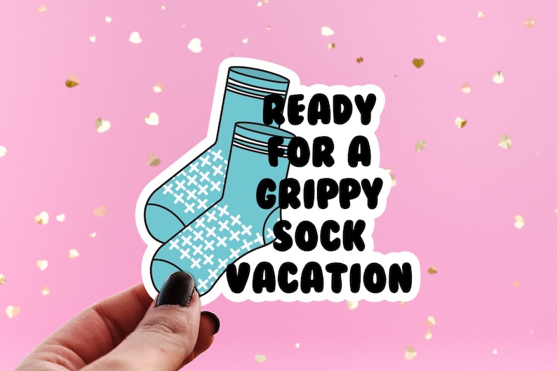 Grippy Sock Vacation Sticker Mental Health Matters Funny Etsy