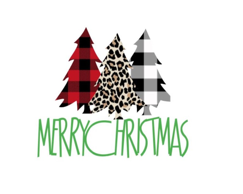 Buffalo Check and Cheetah Print Christmas Tree Vinyl Decal Signs Cups Decor Permanent Decal for Mugs Laptops Tumblers Bumper Stickers