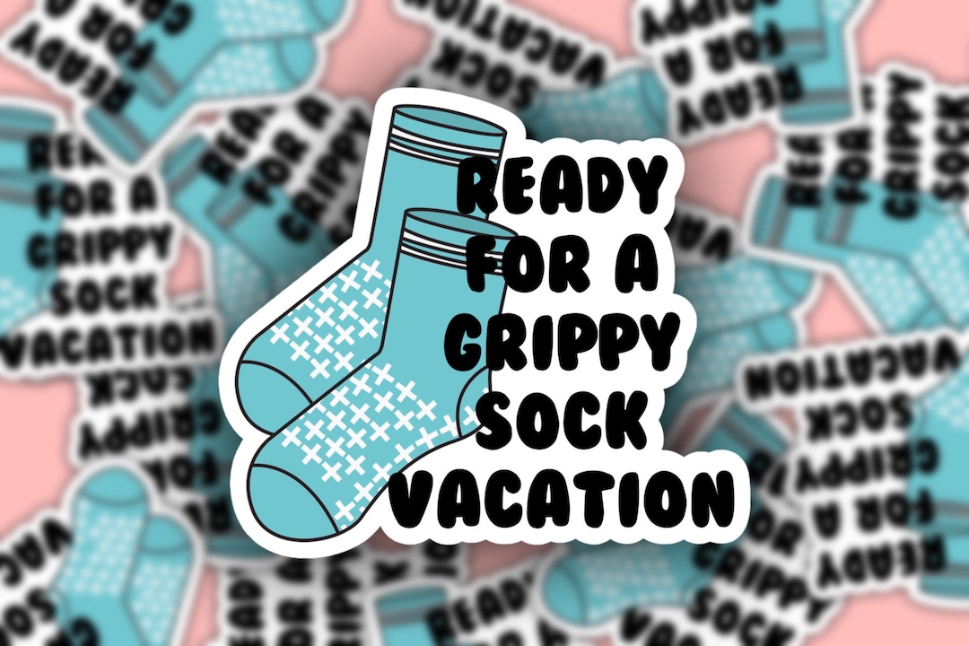 Grippy Sock Vacation Sticker Mental Health Matters Funny Etsy