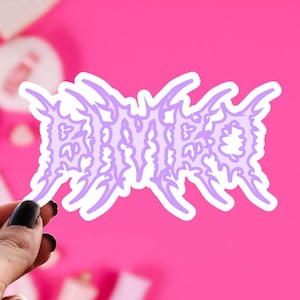Bimbo Sticker, Metal is for the Girls, Girly Pop Water Bottle Decal, Pink Holographic Glitter, Pastel Goth Babe, Death Metal, Metalcore