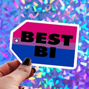 Best Bi Sticker, LGBTQ Water Bottle Decal, Bisexual Flag, Queer AF, Funny Parody, LGBTQIA+, Love is Love
