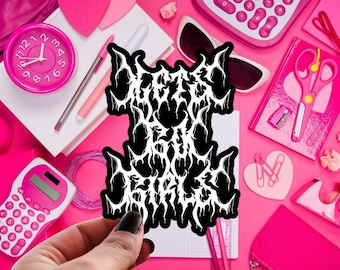 Lets Go Girls Black Metal Sticker, Feminist Water Bottle Decal, Girlification of Death Metal, Pastel Goth Sticker, Alternative Kawaii