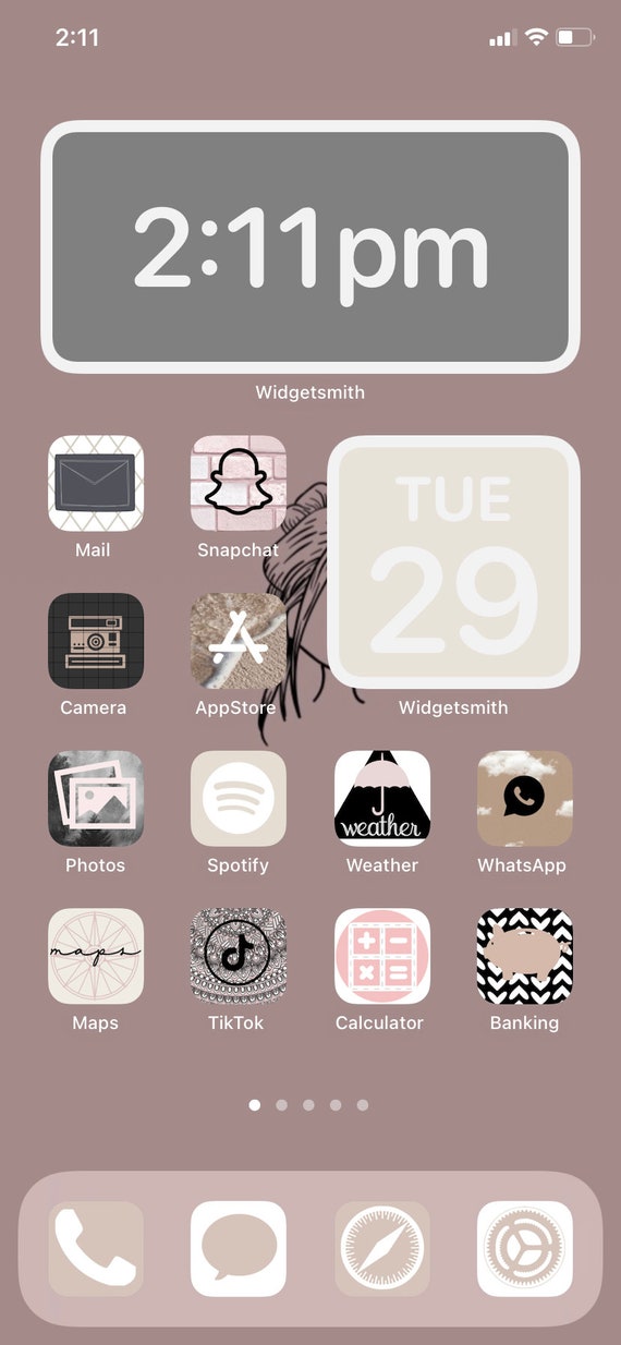Aesthetic App Icon Pack For Ios 14 Iphone Blush Pink Grey Etsy