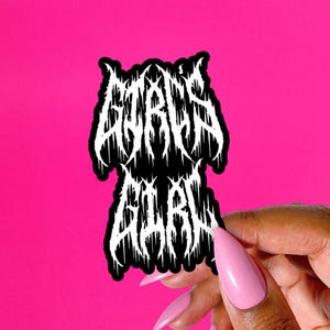 Metal Girl’s Girl Sticker, Girly Pop Water Bottle Decal, Girlification of Death Metal, Pastel Goth Sticker, Blegh, Black Metal Band Logo