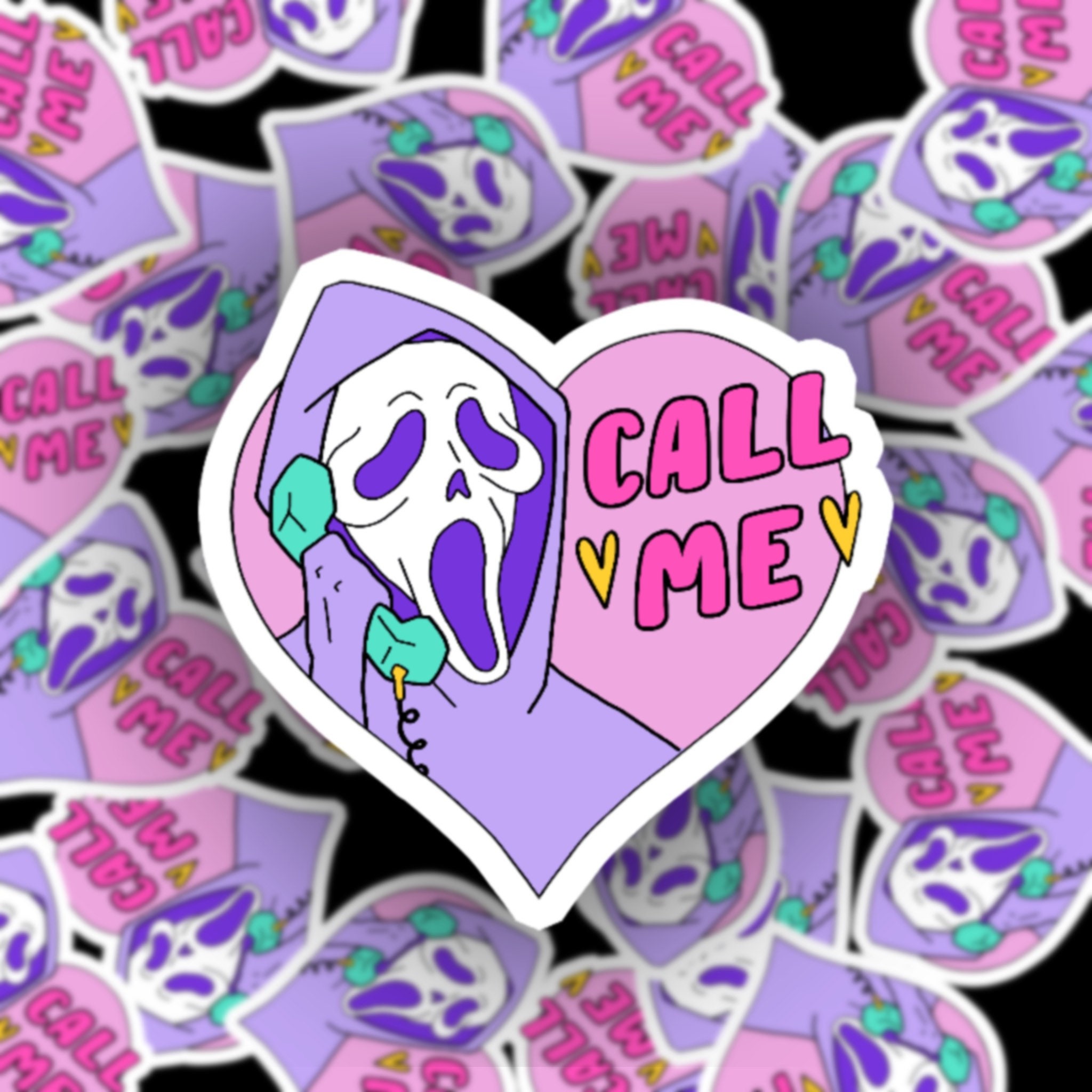 Ghostface Call Me Sticker, Horror Pastel Goth Vinyl Cute Laptop Stick…