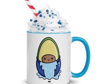 Zodiac sign avocado Aquarius cup with colored inside