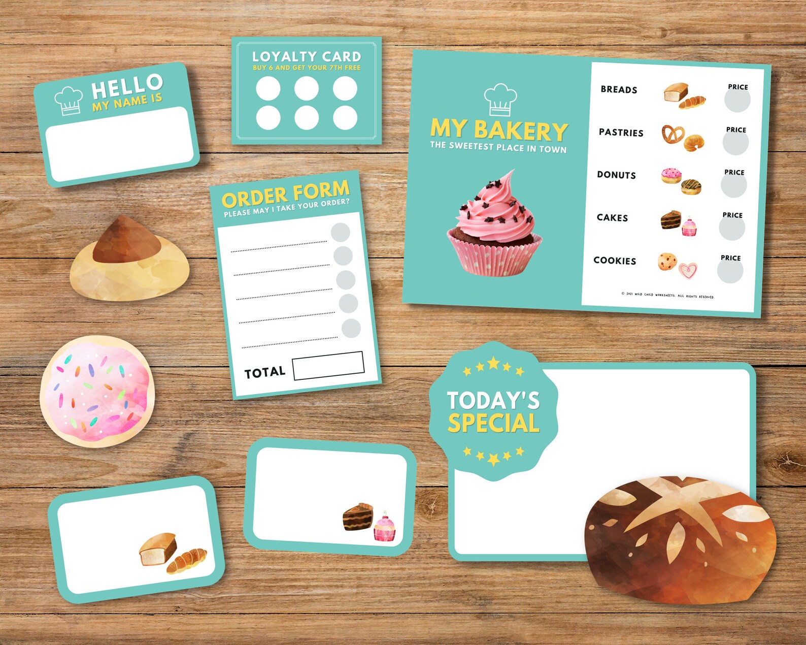 Pretend Play Printable Bakery with Food Dramatic Play Rainy | Etsy