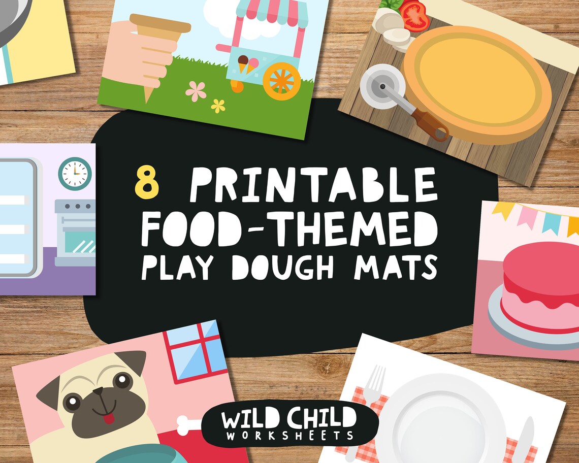 8 Printable Food Play Dough Mats for Pretend Play Dramatic | Etsy