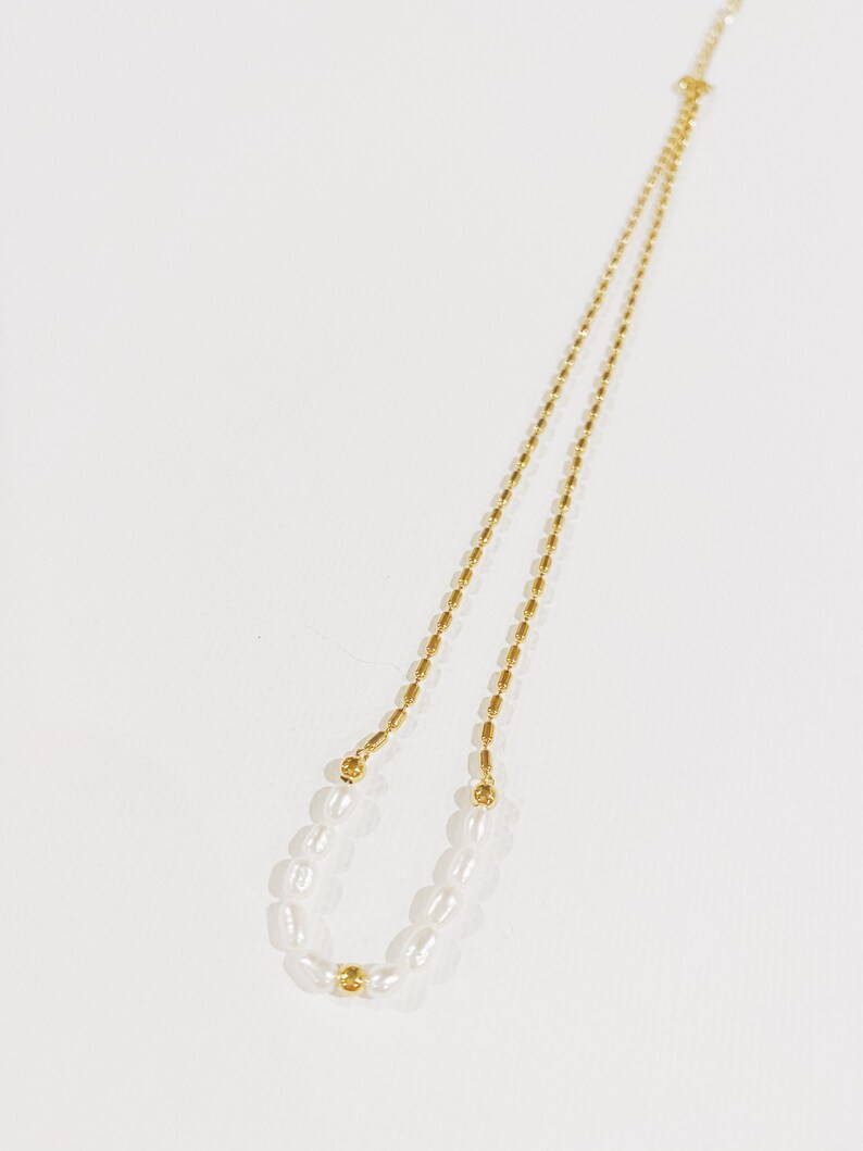 mothers day gift for Her Choker Necklace Gift for Her Dainty Pearl and Gold Choker Necklace Minimal Pearl Choker Layered Necklace
