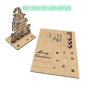 Weihnachtskarte Laser geschnitten Dateien, Weihnachtsbaum Geschenk, Weihnachten Souvenir Karte, CNC Vektor Plan, Modell Muster Datei, CNC geschnitten, DXF SVG Vorlage