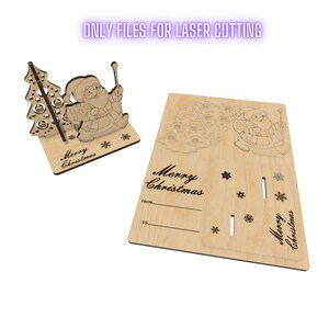 Archivos de corte láser de tarjeta de Navidad, regalo de árbol de Navidad, tarjeta de recuerdo de Navidad, plan vectorial Cnc, archivo de patrón de modelo, corte Cnc, plantilla DXF SVG