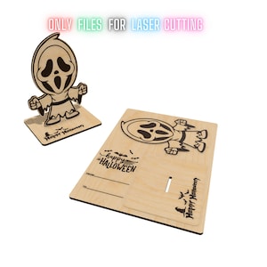 Halloween Karte Laser geschnitten Dateien, Halloween Geschenk, Halloween Souvenir Karte, CNC Vektor Plan, Modell Muster Datei, Cnc Schnitt, DXF SVG Vorlage