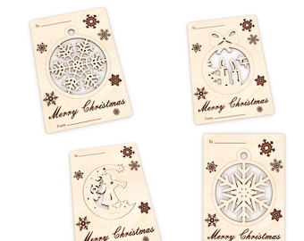 Christmas souvenir card SET 4 - Christmas Card Laser Cut Files - Svg Laser-Ready Cut Files - INSTANT DOWNLOAD - Model Pattern File, Cnc Cut.