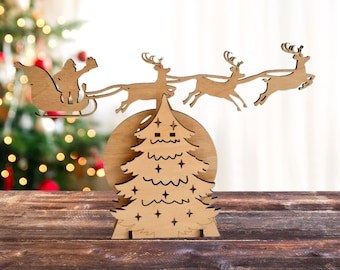 Laser Cut File Vector Rocking Santa Claus for Laser, CNC, SVG, DXF, Cdr, Christmas decorations, Christmas Tree Gift, Digital File Only.