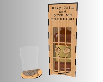 Coffret cadeau pour whisky (+ porte-gobelet cadeau). Whisky en prison 3 mm, 1/8 po. 4 mm. SVG-Dxf-Сdr Téléchargement immédiat-Fichier découpé au laser. Fichier numérique