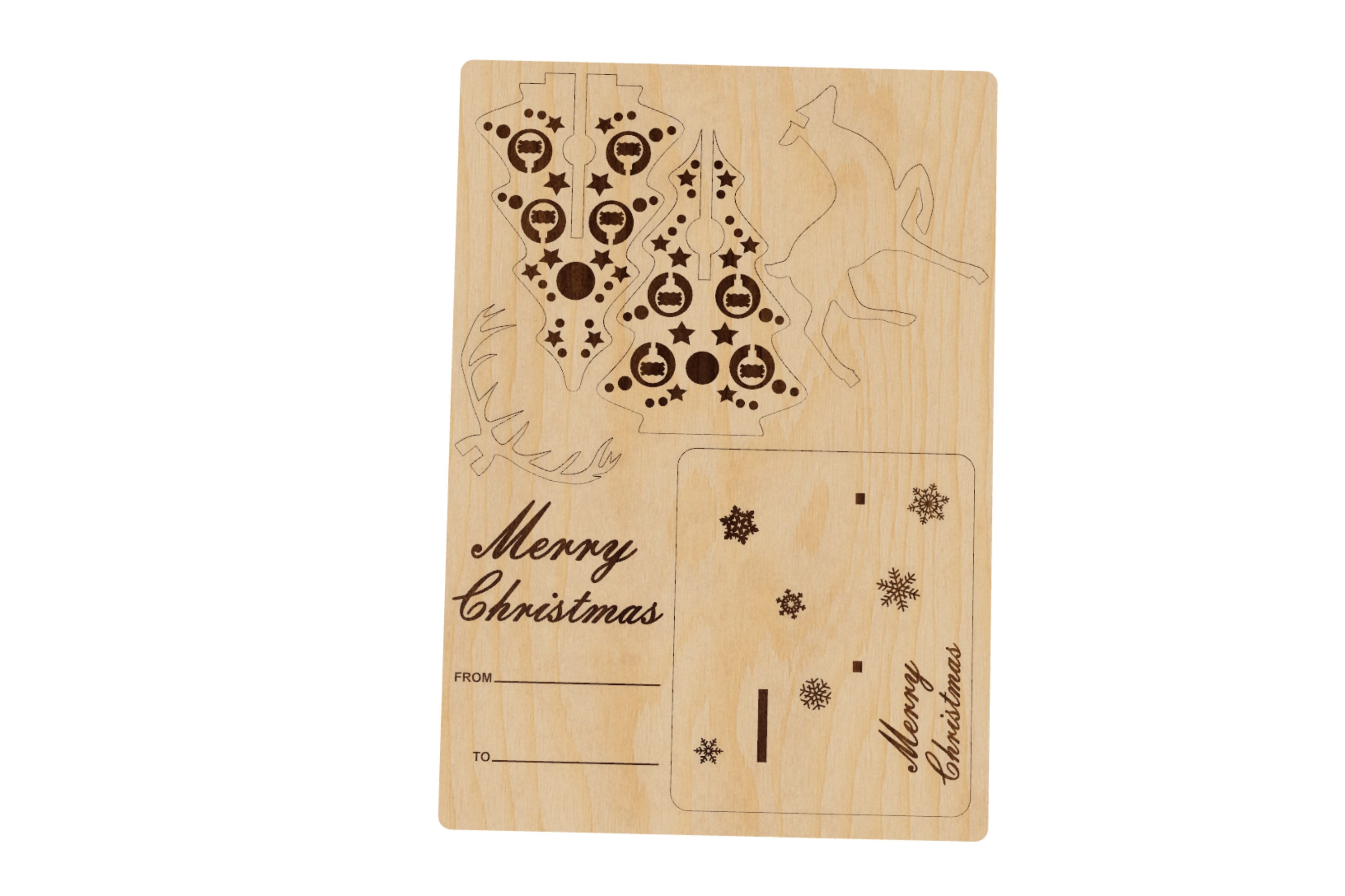Christmas Card Laser Cut Files Christmas Tree Gift Christmas Etsy