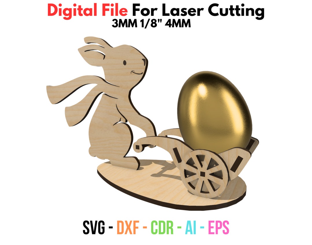 Easter Bunny Egg Holder Laser Cut SVG File - Glowforge Compatible Egg ...