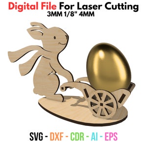 Easter Bunny Egg Holder Laser Cut SVG File - Glowforge Compatible Egg Holder Stand Bundle SVG for Laser Cut - Easter Egg Holder Dxf CNC