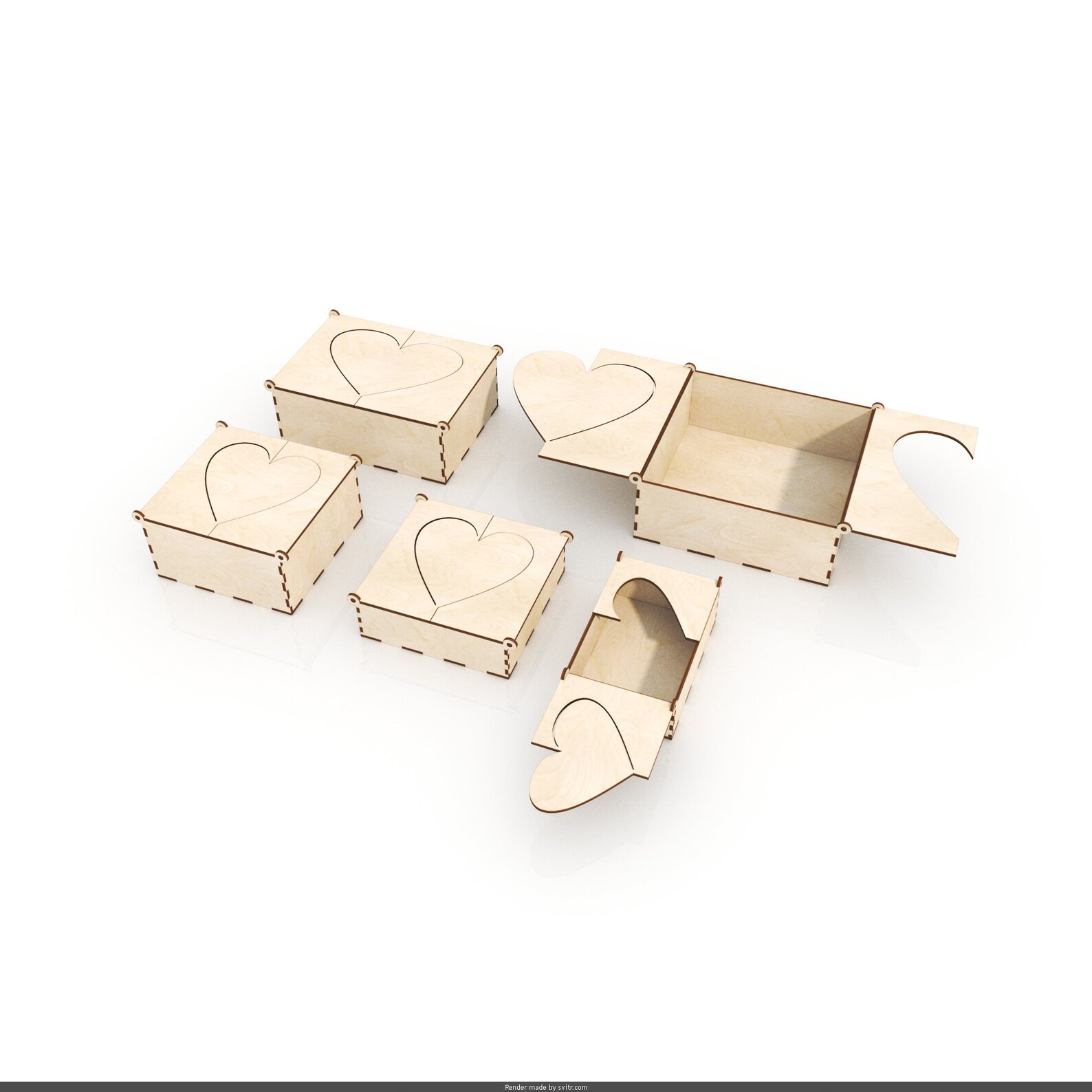 Love Packaging Box Rounded 5 Different Size, Valentines Love Boxes, for 1/8