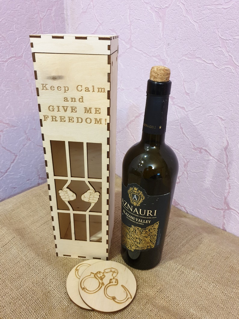 Wine box gift cup holder. Laser cut files SVG, DXF, CDR vector plans. jailed wine box 3mm Box Wine Box Digital File. Immediate Download image 9