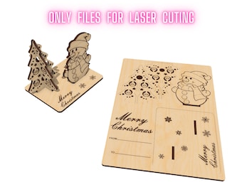 Christmas Card Laser Cut Files, Christmas Tree Gift, Christmas Souvenir Card, Cnc vector plan, Model Pattern File, Cnc Cut, DXF SVG Template