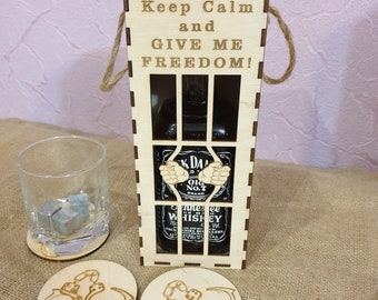 Gift box for whiskey( + gift cup holder). Whiskey in prison. 4mm  material. SVG-Dxf-Сdr Immediate Download -Laser Cut File. Digital File