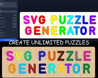 Puzzle de nom, outil générateur de SVG - Création de fichiers personnalisés découpés au laser - Modèles personnalisés illimités - Logiciel Glowforge & LightBurn autonome