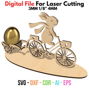 Plantilla SVG del organizador del soporte del huevo del conejito de Pascua cortado con láser - Soporte del soporte de la pluma Glowforge Patrón de plantilla de corte láser vectorial DXF - Corte láser CNC.