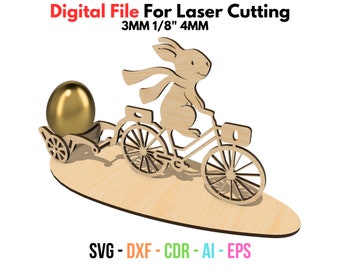 Laser Cut Easter Bunny Egg Holder Organizer SVG Template - Glowforge Pen Holder Stand DXF Vector Laser Cut Template Pattern - Laser Cut CNC.