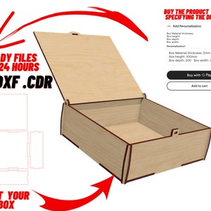 Personalized Box in Size | Specify the size you want | Custom Wood Box - Svg / Cdr / Dxf Laser Cut File / Glowforge - Instant Download Box