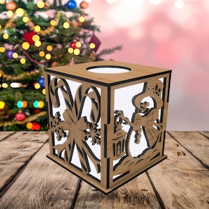 Christmas ornaments night lamp laser cut svg file Glowforge Christmas lantern svg Christmas candle holder Decor dxf laser template, SVG, DXF