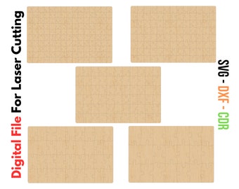 Conjunto de archivos de rompecabezas cortados con láser de 5 rompecabezas rectangulares SVG. Puzzles Xtool, Puzzles Glowforge, Puzzles K40, Puzzles para corte láser. Rompecabezas dxf.