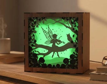 Modèle 3D de boîte d'ombre de fée violoniste (SVG, PDF, DXF)