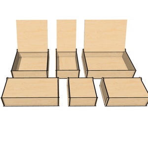 Laser Cut Box With Flip up Lid , Six Different Size Box , for 3mm, 1 ...