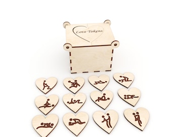 12 Love Tokens in a box SVG CDR DXF | Tokens | Love Coupons | For Her | For Him | Valentines | Anniversary | Husband | Wife | Couple coupon