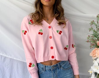 pink cherry cardigan