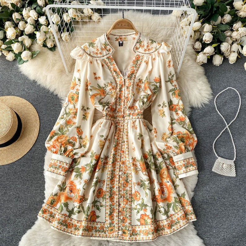 Long Sleeve Floral Midi Dress 