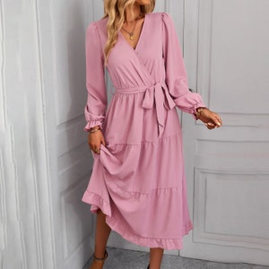 Midi Dresses for Women Long Sleeve Loose