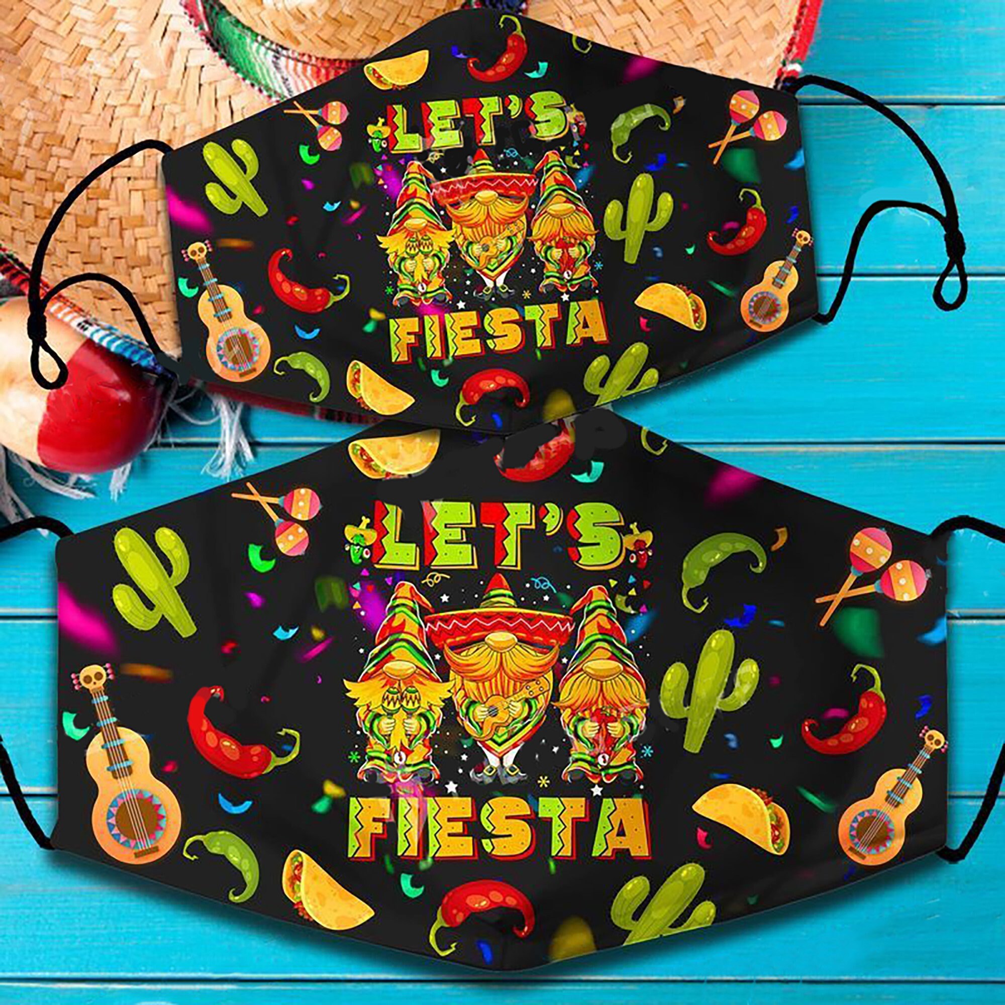 Let's Fiesta Funny Mexican Gnome Cinco De Mayo Face Mask Etsy