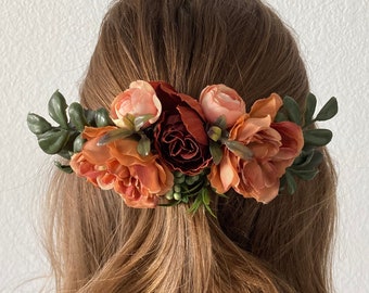 Fall colors and greenery hair comb.