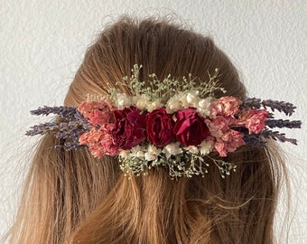 Peine de pelo de boda, peine de pelo de flor seca, boda de flores secas, peine de pelo boho, boda estilo granja, boda de campo, boda de jardín