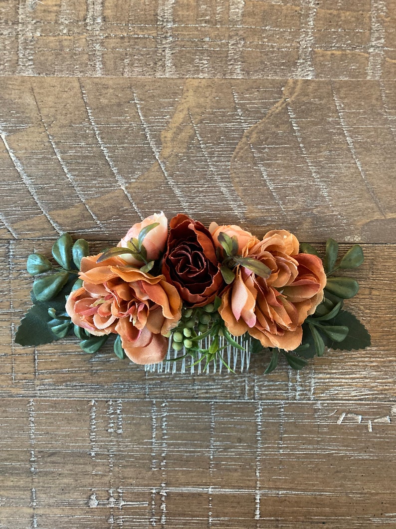 Fall colors and greenery hair comb. image 6