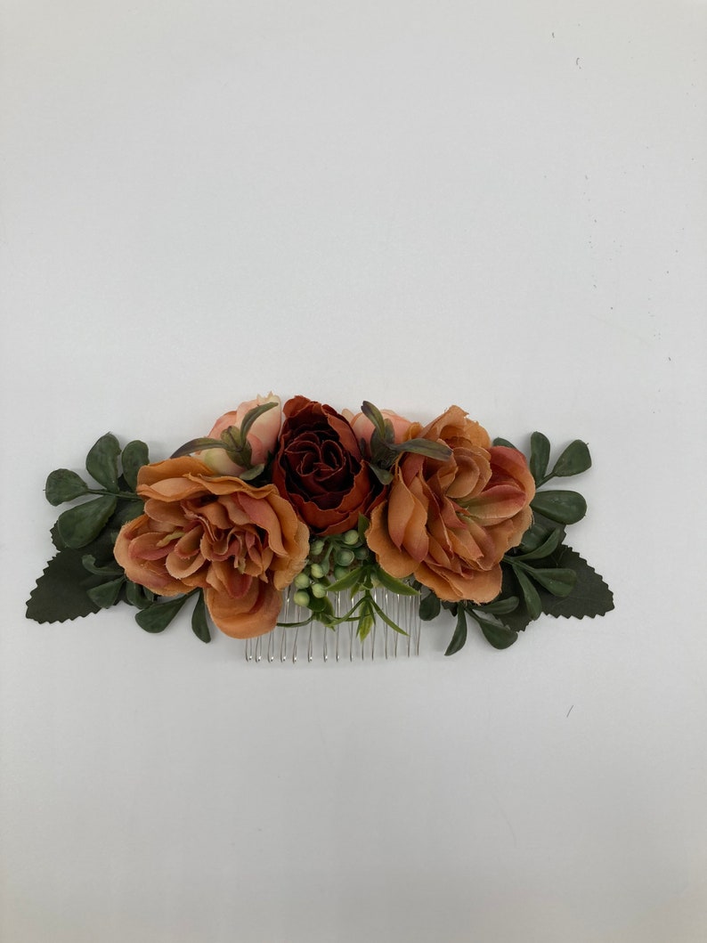 Fall colors and greenery hair comb. image 7