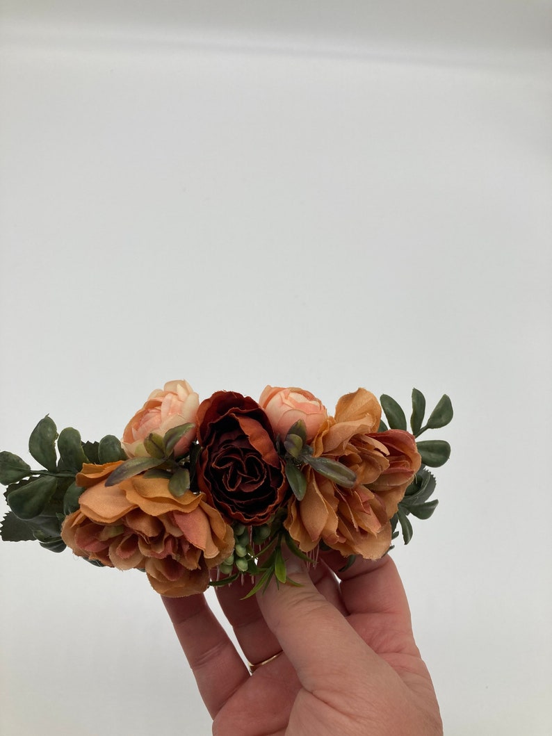 Fall colors and greenery hair comb. image 4