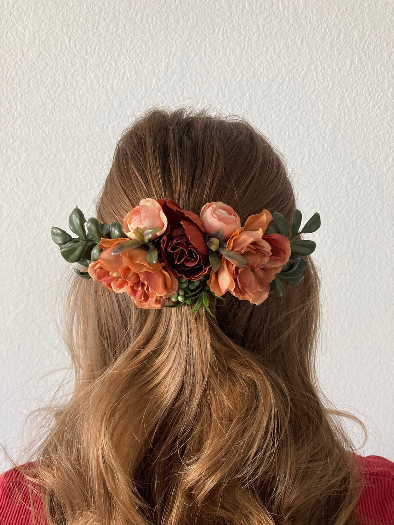 Fall colors and greenery hair comb. image 1