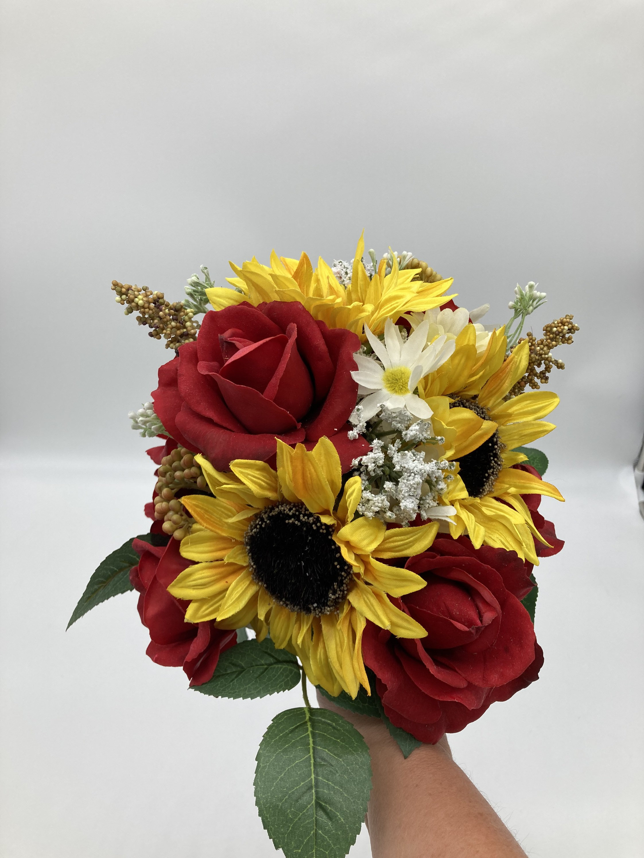 Red Rose and Sunflower Bouquet Etsy