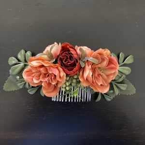 Fall colors and greenery hair comb. image 5