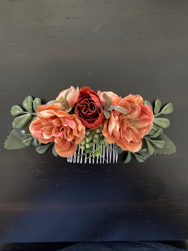 Fall colors and greenery hair comb. image 5