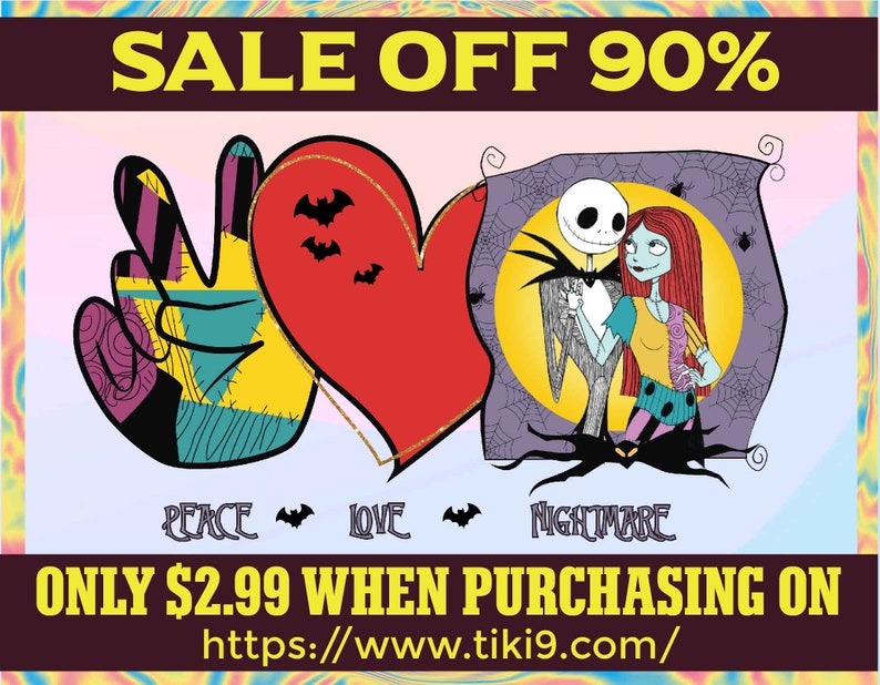 Peace Love Nightmare Sublimation PNG Download Instant png image 0