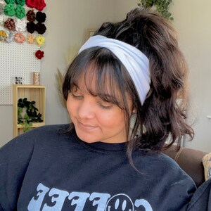 White headband, Womens headbands, Yoga headbands, Gym headbands, SOFT comfort stretch, knit headbands